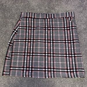 light pink black white plaid skirt